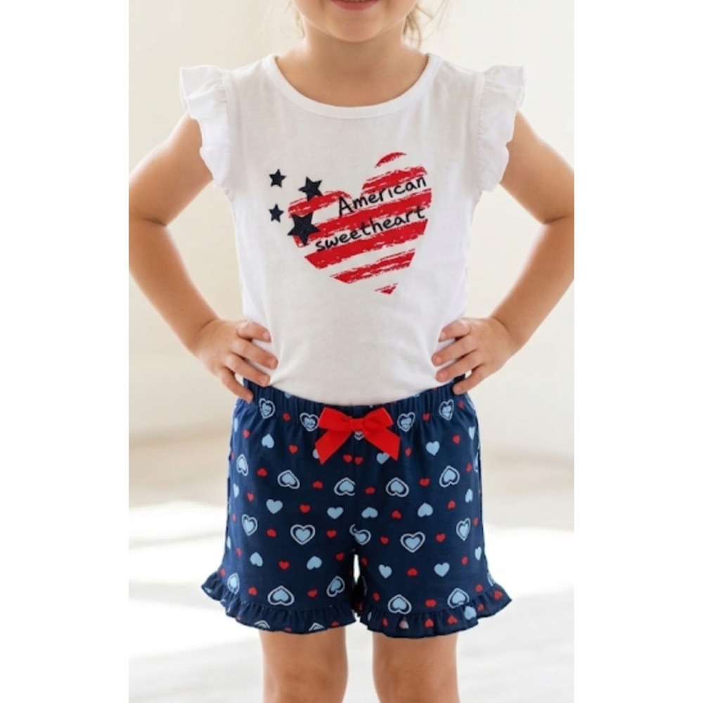 Magical Kids Girls' 2-Piece T-Shirt and Shorts Set Red Blue Size 6X NWT